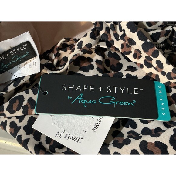 NEW Ruched Shaping Swimsuit Adjustable Padded UPF 50 Animal Print Size 10 - Picture 9 of 10